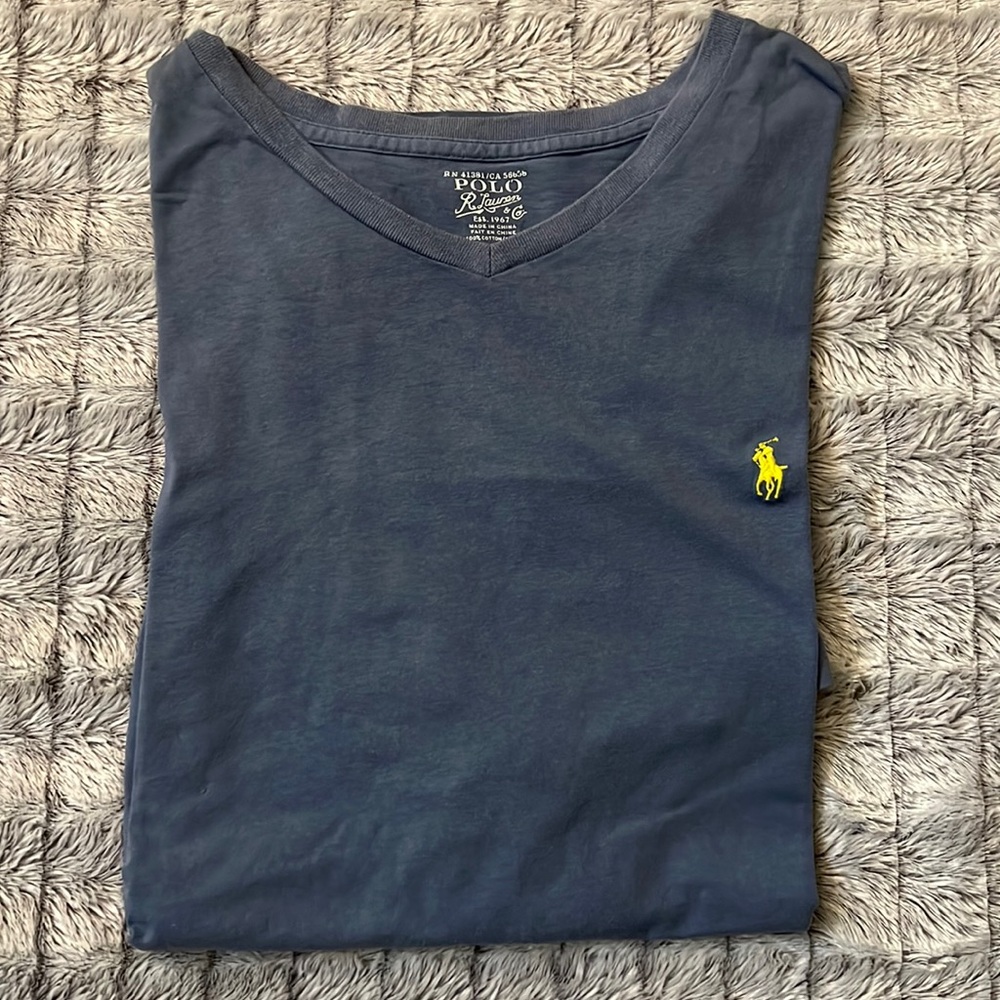 3/$15 Blue Polo V-neck Tee
